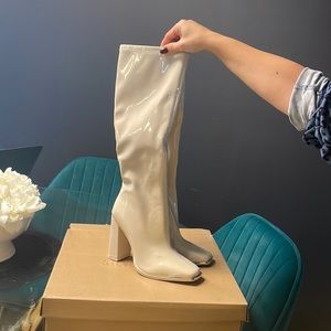 Steve Madden Focal Bone Pat High Heel Boots, Size 5.0 Women’s - New with Box